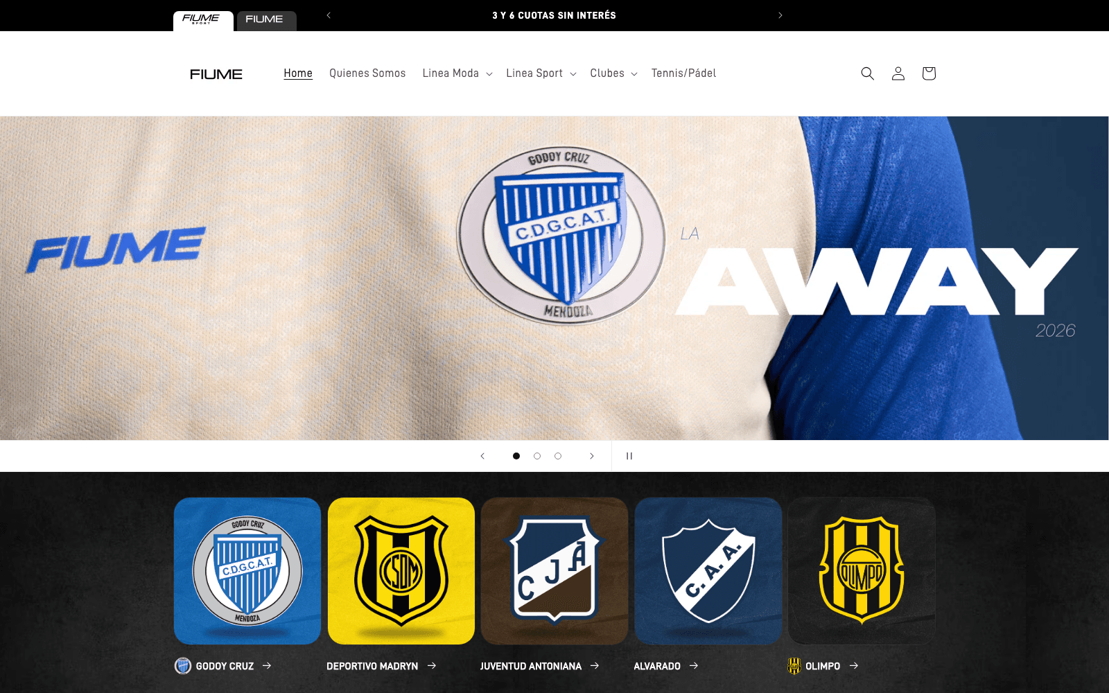 Fiume Shop — Shopify · moda + kits oficiales de clubes